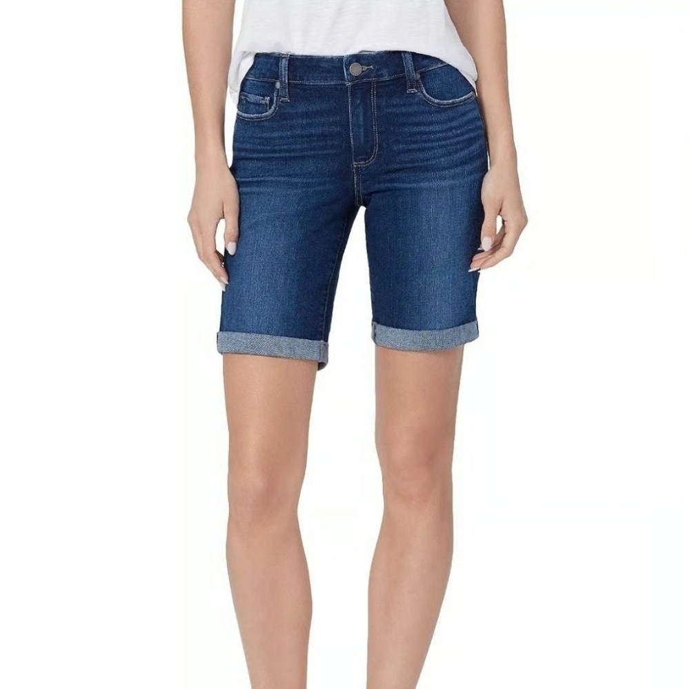 PAIGE Jax Knee Short Indigo Denim Shorts Size 25